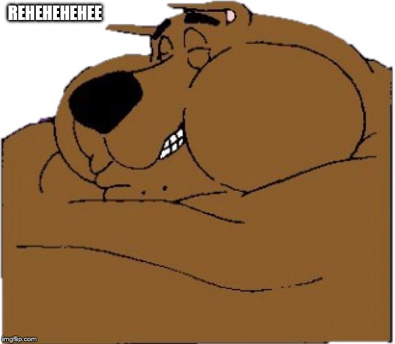 fat scooby laughing | REHEHEHEHEE | image tagged in fat scooby laughing | made w/ Imgflip meme maker