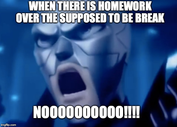 WHEN THERE IS HOMEWORK OVER THE SUPPOSED TO BE BREAK; NOOOOOOOOOO!!!! | image tagged in funny memes | made w/ Imgflip meme maker