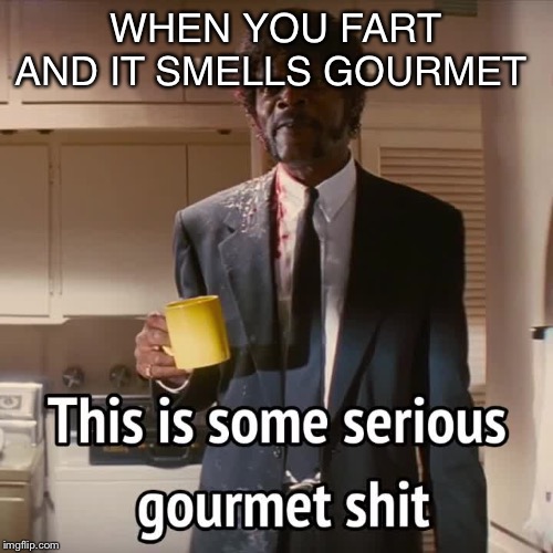 This is some serious gourmet shit | WHEN YOU FART AND IT SMELLS GOURMET | image tagged in this is some serious gourmet shit | made w/ Imgflip meme maker