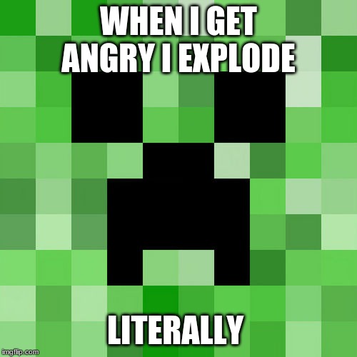 Scumbag Minecraft | WHEN I GET ANGRY I EXPLODE; LITERALLY | image tagged in memes,scumbag minecraft | made w/ Imgflip meme maker