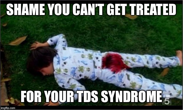 Bloody butthurt | SHAME YOU CAN’T GET TREATED FOR YOUR TDS SYNDROME | image tagged in bloody butthurt | made w/ Imgflip meme maker