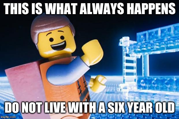 Lego Movie | THIS IS WHAT ALWAYS HAPPENS DO NOT LIVE WITH A SIX YEAR OLD | image tagged in lego movie | made w/ Imgflip meme maker