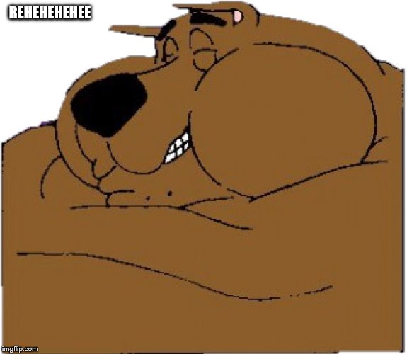 fat scooby laughing | REHEHEHEHEE | image tagged in fat scooby laughing | made w/ Imgflip meme maker