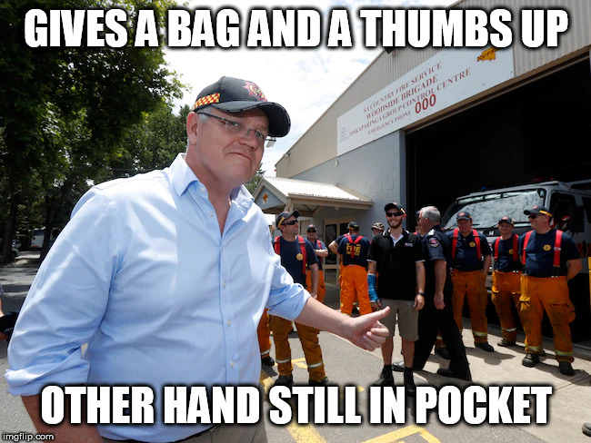 Gives one bag | GIVES A BAG AND A THUMBS UP; OTHER HAND STILL IN POCKET | image tagged in australia,meanwhile in australia | made w/ Imgflip meme maker