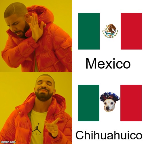 Random Flag! | Mexico; Chihuahuico | image tagged in memes,drake hotline bling,funny,mexico,chihuahua,flag | made w/ Imgflip meme maker
