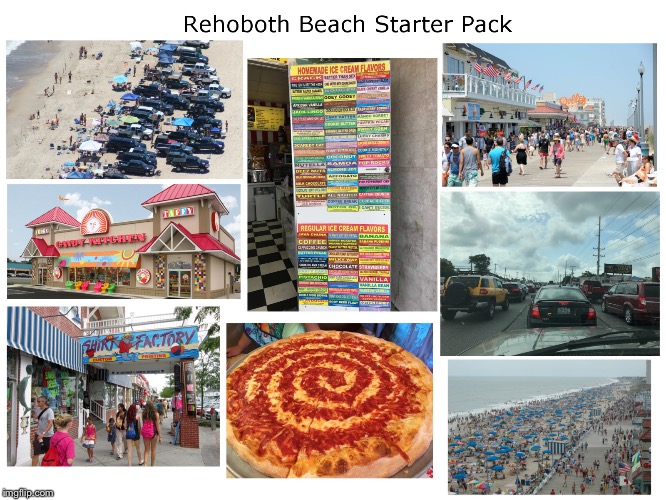 Rehoboth Beach Starter Pack (only costal Sussex county Delaware locals will understand it). | image tagged in starter pack,tourism | made w/ Imgflip meme maker
