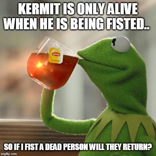 But That's None Of My Business Meme | KERMIT IS ONLY ALIVE WHEN HE IS BEING FISTED.. SO IF I FIST A DEAD PERSON WILL THEY RETURN? | image tagged in memes,but thats none of my business,kermit the frog | made w/ Imgflip meme maker