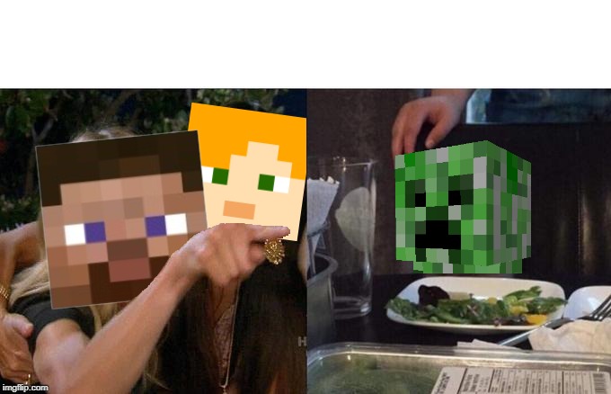 Steve yelling at creeper | image tagged in steve yelling at creeper | made w/ Imgflip meme maker