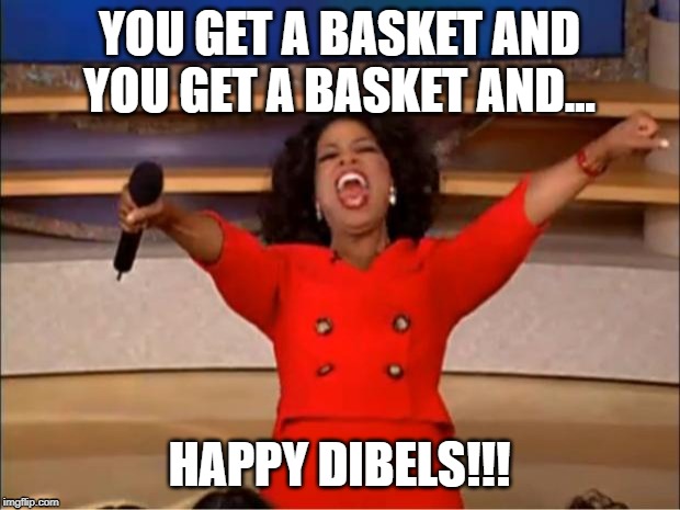 Oprah You Get A Meme | YOU GET A BASKET AND YOU GET A BASKET AND... HAPPY DIBELS!!! | image tagged in memes,oprah you get a | made w/ Imgflip meme maker