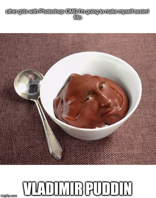 Vladimir Pudding | other girls with Photoshop: OMG I'm going to make myself sexier! 
Me:; VLADIMIR PUDDIN | image tagged in vladimir pudding | made w/ Imgflip meme maker