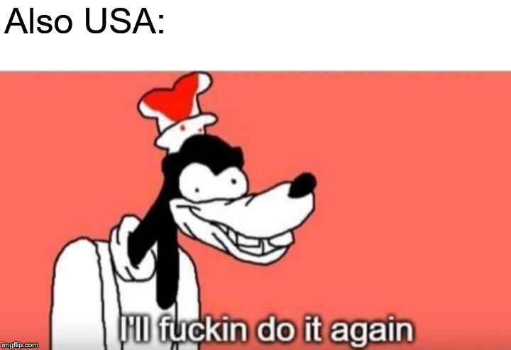 I'll fuckin do it again | Also USA: | image tagged in i'll fuckin do it again | made w/ Imgflip meme maker