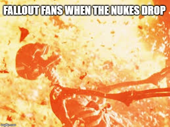 Day the Bombs Drop | FALLOUT FANS WHEN THE NUKES DROP | image tagged in fallout,nukes,drop | made w/ Imgflip meme maker