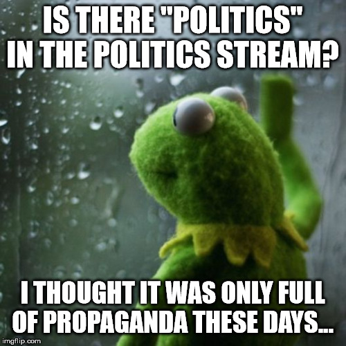 sometimes I wonder  | IS THERE "POLITICS" IN THE POLITICS STREAM? I THOUGHT IT WAS ONLY FULL OF PROPAGANDA THESE DAYS... | image tagged in sometimes i wonder | made w/ Imgflip meme maker
