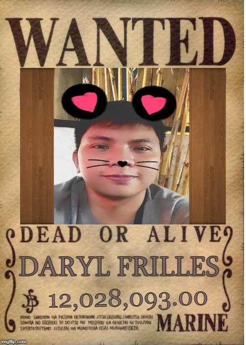 One piece wanted poster template | DARYL FRILLES; 12,028,093.00 | image tagged in one piece wanted poster template | made w/ Imgflip meme maker