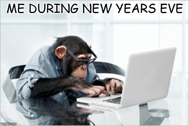 monkey-laptop | ME DURING NEW YEARS EVE | image tagged in monkey-laptop | made w/ Imgflip meme maker
