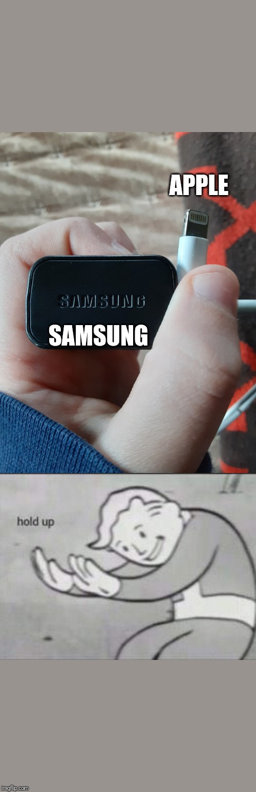 APPLE; SAMSUNG | image tagged in fallout hold up | made w/ Imgflip meme maker