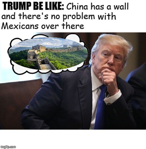 Trump Deep In Thought China Wall | COVELL BELLAMY III | image tagged in trump deep in thought china wall | made w/ Imgflip meme maker