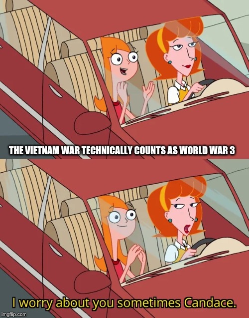 I worry about you sometimes Candace | THE VIETNAM WAR TECHNICALLY COUNTS AS WORLD WAR 3 | image tagged in i worry about you sometimes candace | made w/ Imgflip meme maker