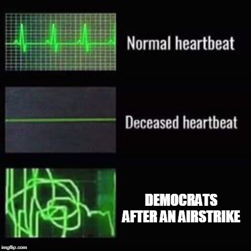 yes it was a drone but its all the same result | DEMOCRATS AFTER AN AIRSTRIKE | image tagged in heartbeat rate | made w/ Imgflip meme maker