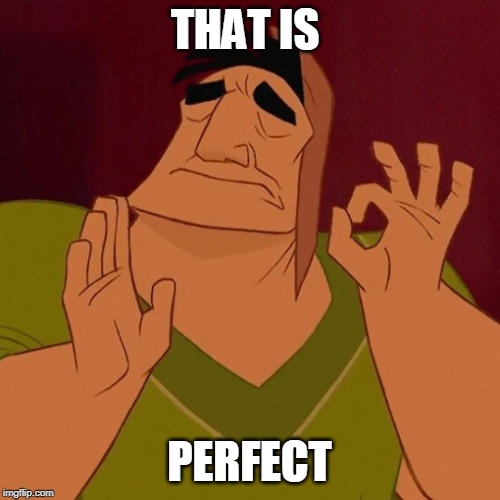 When X just right | THAT IS PERFECT | image tagged in when x just right | made w/ Imgflip meme maker