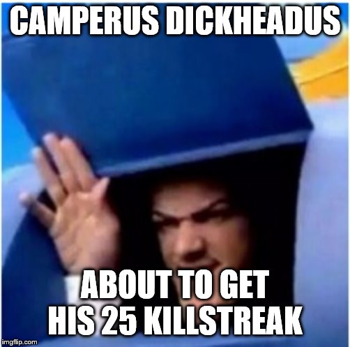 Campers | CAMPERUS DICKHEADUS; ABOUT TO GET HIS 25 KILLSTREAK | image tagged in campers | made w/ Imgflip meme maker