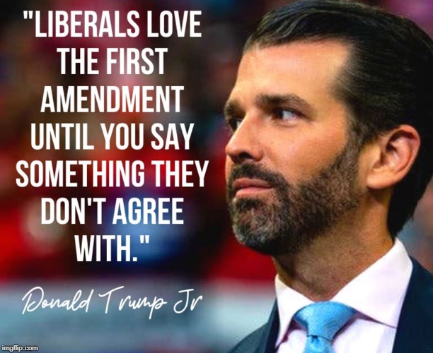 first amendment not for Lefties anymore | image tagged in 1st amendment,don trump jr,lefties | made w/ Imgflip meme maker