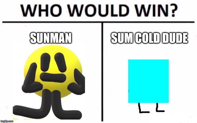Who Would Win? Meme | SUNMAN; SUM COLD DUDE | image tagged in memes,who would win | made w/ Imgflip meme maker