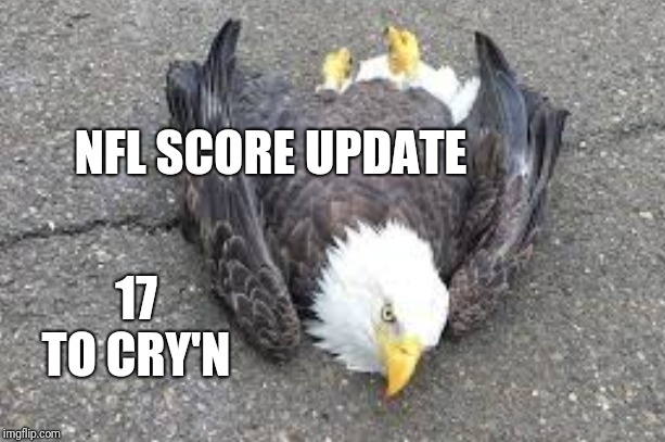 NFL PLAYOFF SCORE UPDATE | 17 TO CRY'N; NFL SCORE UPDATE | image tagged in philadelphia eagles,seattle seahawks,dallas cowboys,nfl memes,funny,memes | made w/ Imgflip meme maker