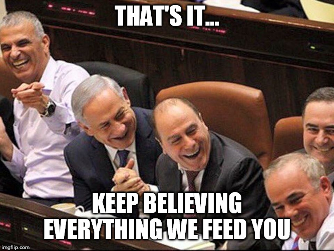 Bibi | THAT'S IT... KEEP BELIEVING EVERYTHING WE FEED YOU | image tagged in bibi | made w/ Imgflip meme maker