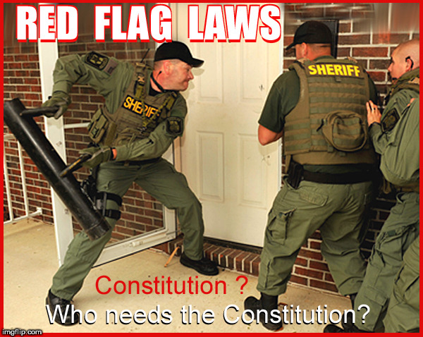 RED FLAG LAWS-  Constitution? We don't need no stinkin' constitution | image tagged in the constitution,red flag laws,4th amendment,political meme,tyranny,stupid liberals | made w/ Imgflip meme maker