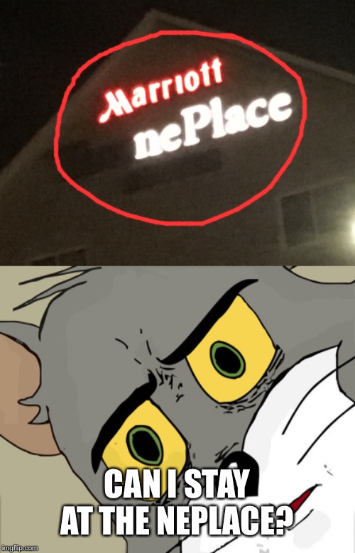 CAN I STAY AT THE NEPLACE? | image tagged in memes,unsettled tom | made w/ Imgflip meme maker