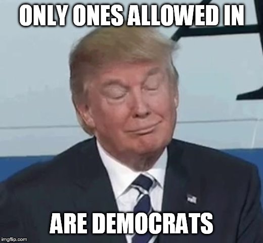 Trump Nod | ONLY ONES ALLOWED IN ARE DEMOCRATS | image tagged in trump nod | made w/ Imgflip meme maker