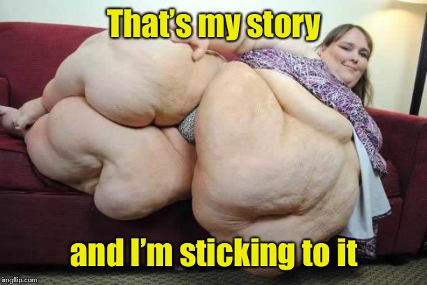 fat girl | That’s my story and I’m sticking to it | image tagged in fat girl | made w/ Imgflip meme maker
