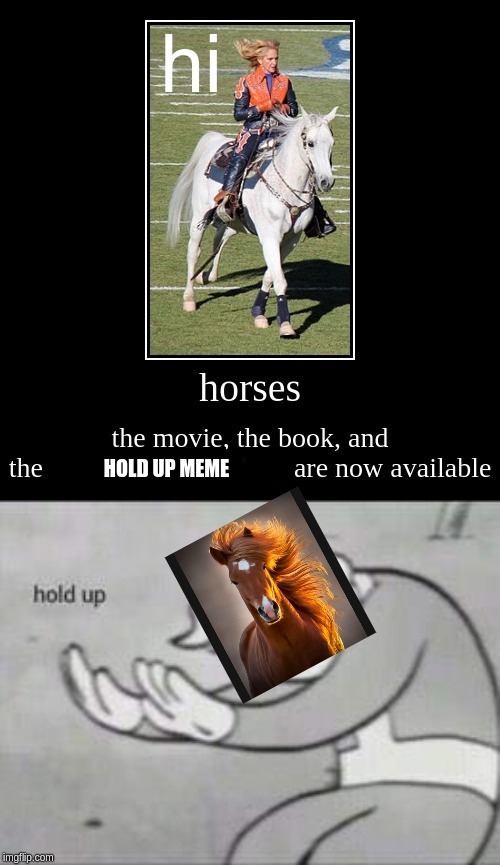 HOLD UP MEME | image tagged in fallout hold up,horses | made w/ Imgflip meme maker