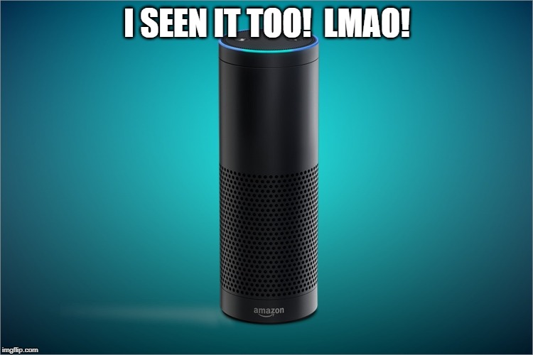 Amazon Echo | I SEEN IT TOO!  LMAO! | image tagged in amazon echo | made w/ Imgflip meme maker