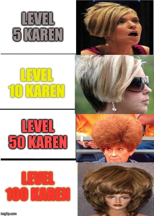 Expanding Brain Meme | LEVEL 5 KAREN; LEVEL 10 KAREN; LEVEL 50 KAREN; LEVEL 100 KAREN | image tagged in memes,expanding brain | made w/ Imgflip meme maker