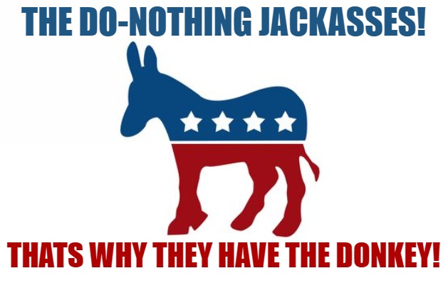 the do-nothing jackasses! | THE DO-NOTHING JACKASSES! THATS WHY THEY HAVE THE DONKEY! | image tagged in politics,political,democrats,political meme,fun,memes | made w/ Imgflip meme maker