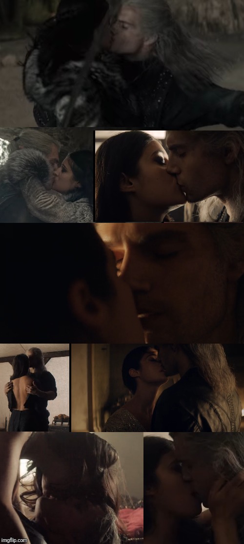 Geralt and Yennefer kissing | image tagged in the witcher,geralt,yennefer,kissing,kiss,gennefer | made w/ Imgflip meme maker