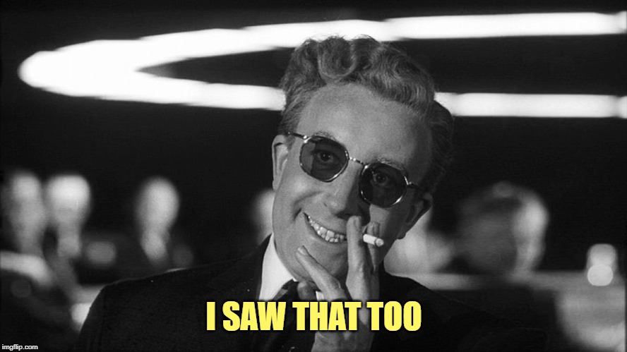 Doctor Strangelove says... | I SAW THAT TOO | image tagged in doctor strangelove says | made w/ Imgflip meme maker