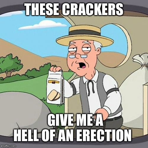 cracker time | THESE CRACKERS; GIVE ME A HELL OF AN ERECTION | image tagged in memes,pepperidge farm remembers,erection,family guy,crackers,old | made w/ Imgflip meme maker