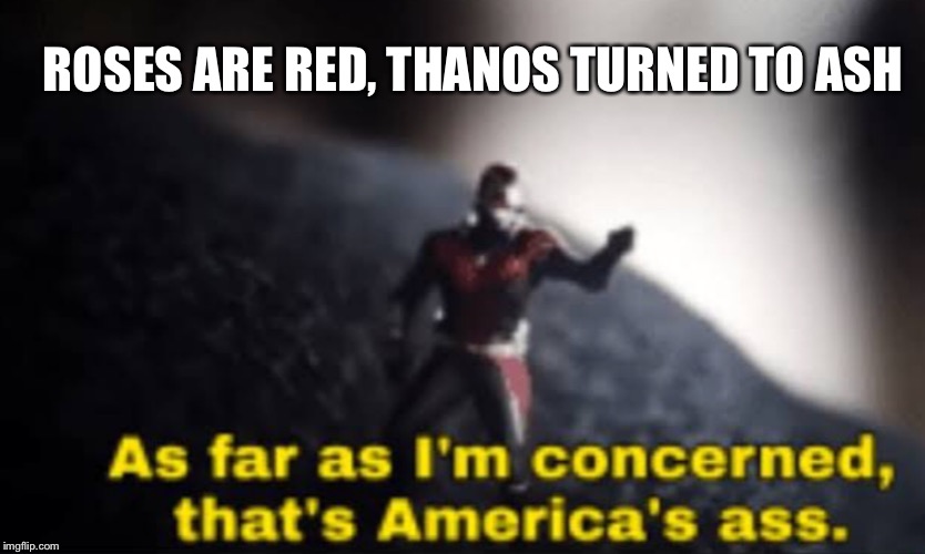 ROSES ARE RED, THANOS TURNED TO ASH | image tagged in avengers endgame | made w/ Imgflip meme maker