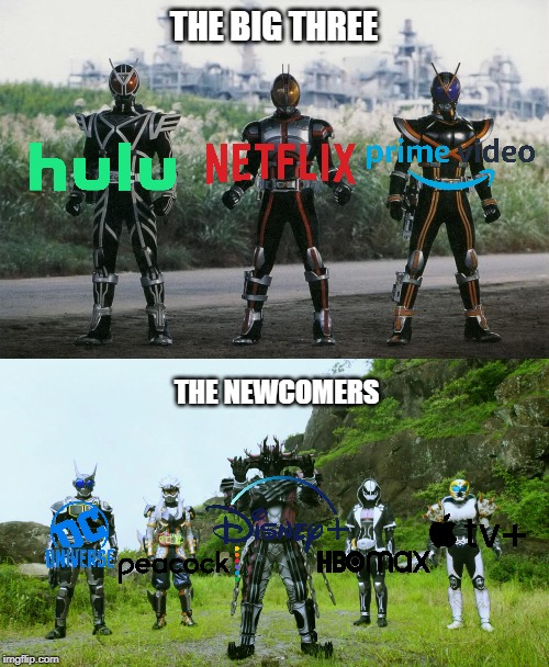 THE BIG THREE; THE NEWCOMERS | image tagged in four riders,capture commences | made w/ Imgflip meme maker