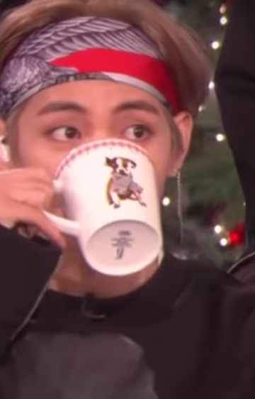 High Quality V (Tae) from bts drinking his tea Blank Meme Template