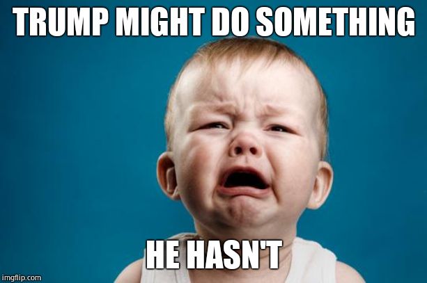 BABY CRYING | TRUMP MIGHT DO SOMETHING HE HASN'T | image tagged in baby crying | made w/ Imgflip meme maker