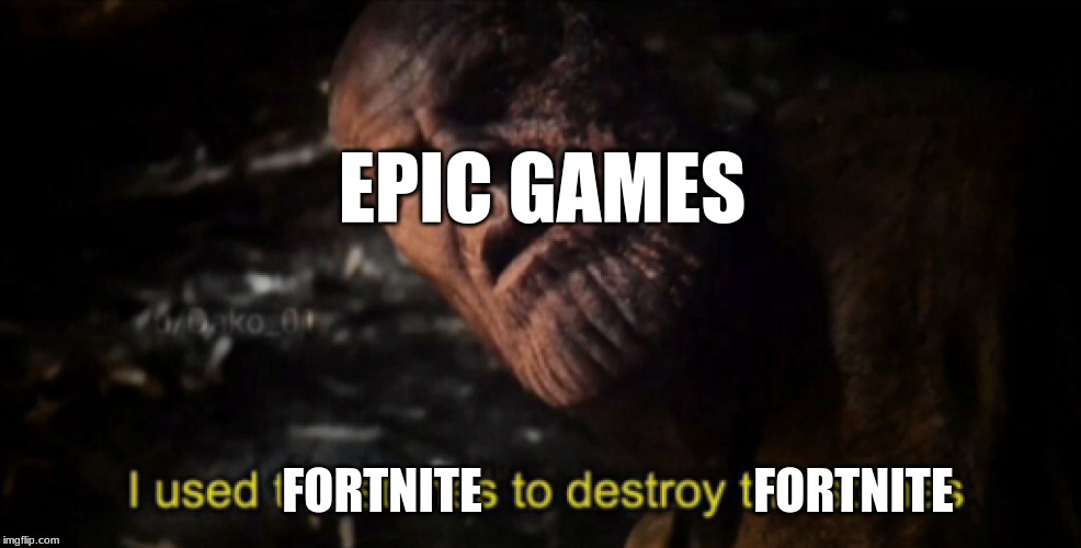 I used the stones to destroy the stones | EPIC GAMES; FORTNITE; FORTNITE | image tagged in i used the stones to destroy the stones | made w/ Imgflip meme maker