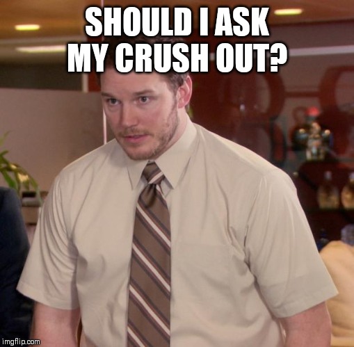 I'm afraid she'll say no. But I heard her boyfriend broke up with her, so... | SHOULD I ASK MY CRUSH OUT? | image tagged in memes,afraid to ask andy,love,crush | made w/ Imgflip meme maker