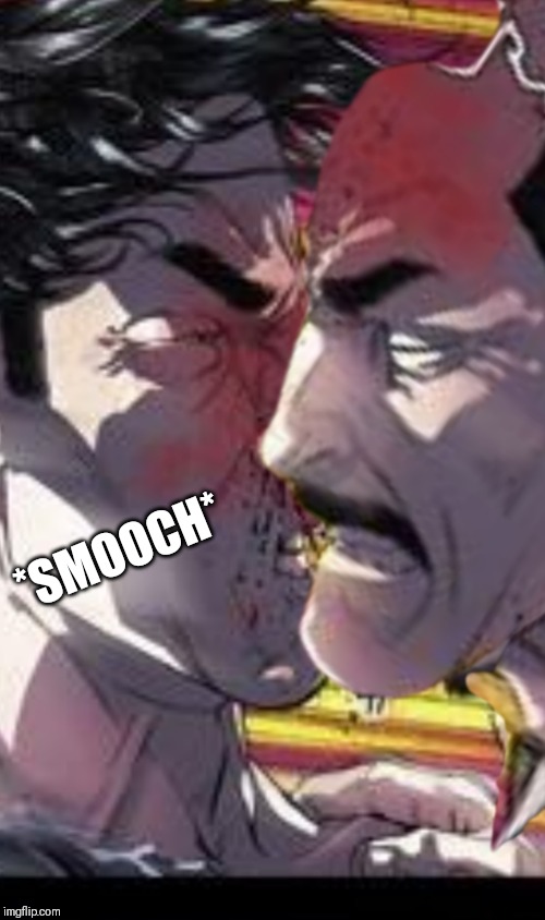*SMOOCH* | image tagged in superman,alfred,kiss,superheroes,dc,otp | made w/ Imgflip meme maker