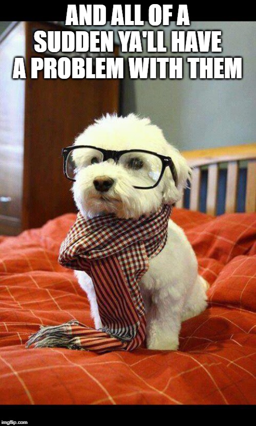 Intelligent Dog Meme | AND ALL OF A SUDDEN YA'LL HAVE A PROBLEM WITH THEM | image tagged in memes,intelligent dog | made w/ Imgflip meme maker