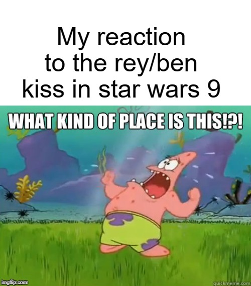 What kind of place is this? | My reaction to the rey/ben kiss in star wars 9 | image tagged in what kind of place is this | made w/ Imgflip meme maker