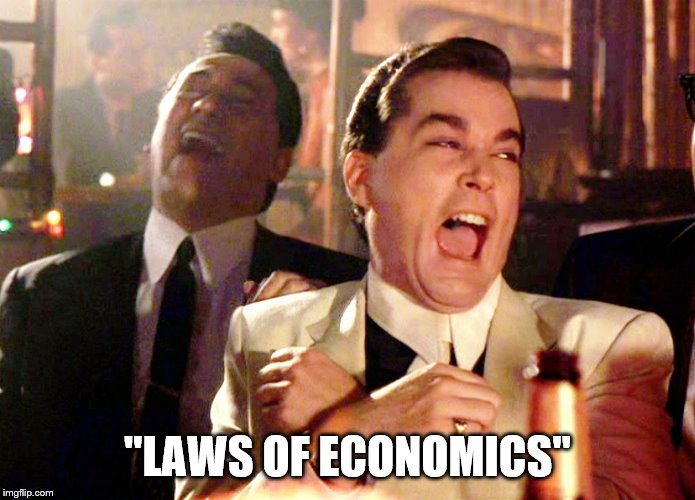 Good Fellas Hilarious Meme | "LAWS OF ECONOMICS" | image tagged in memes,good fellas hilarious | made w/ Imgflip meme maker